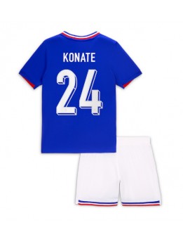 Detské Futbalové oblečenie Francúzsko Ibrahima Konate #24 ME 2024 Krátky Rukáv - Domáci (+ trenírky)